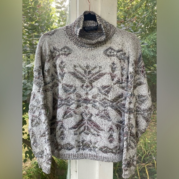 David Brett vintage 90s Aztec turtle mock neck pullover sweater - Picture 1 of 4